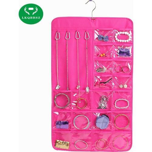 Hanging Jewelry 18 Stickers Organizer Sides Space-saving Household Accessory Jewelry Closet Dress Storage Bag