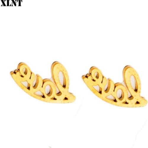 XLNT LOVE Letter Stud Earrings For Women Elegant Lady Prevent Allergy Brincos pendientes mujer moda 2019