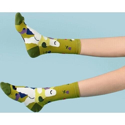 Johnature New Cartoon Print Japanese Casual Cotton 5 Pairs/lot Women Socks 2021 Autumn Winter Warm All Match Female Socks