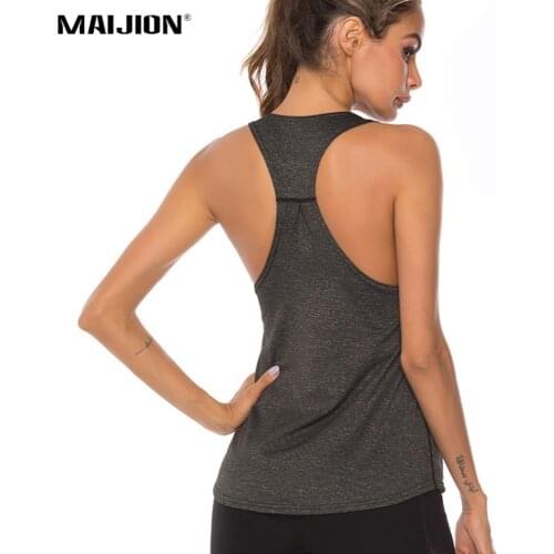 MAIJION Women Yoga Shirts Quick Dry Athletic Running Sports Vest Workout T Shirt Sports Bra Yoga Tank Tops Sleeveless Fitness