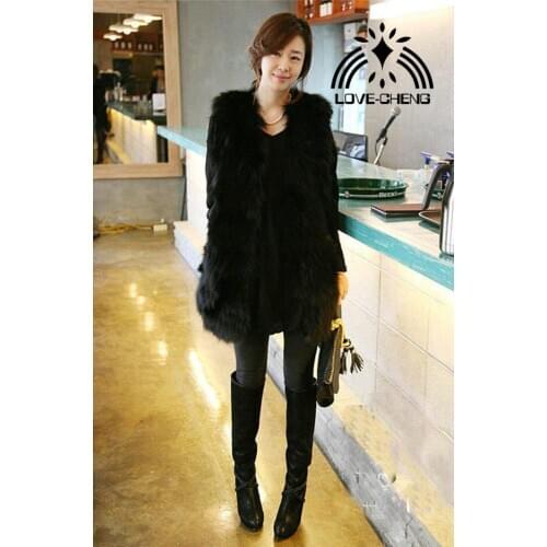 Genuine real natural raccoon fur vest womens Long coat jacket Free shipping custom any size