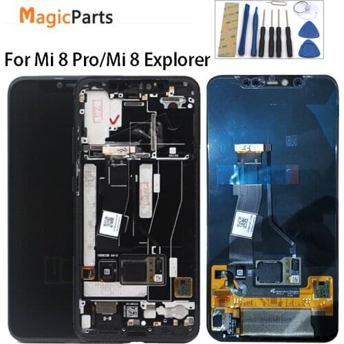 Super Amoled LCD Screen For Xiaomi Mi8 Explorer LCD Display Digitizer Touch Screen with frame Xiaomi 8 Pro LCD
