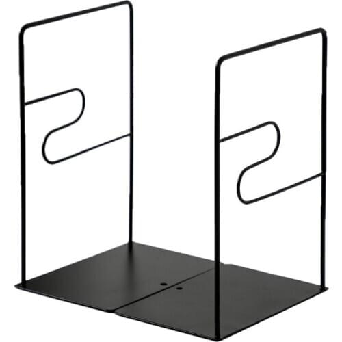 1 Pair Iron Bookends Book Stand Support Desktop Office Magazine Organizer Shelf Bookend Creative Bookmarks Reading Book Holder