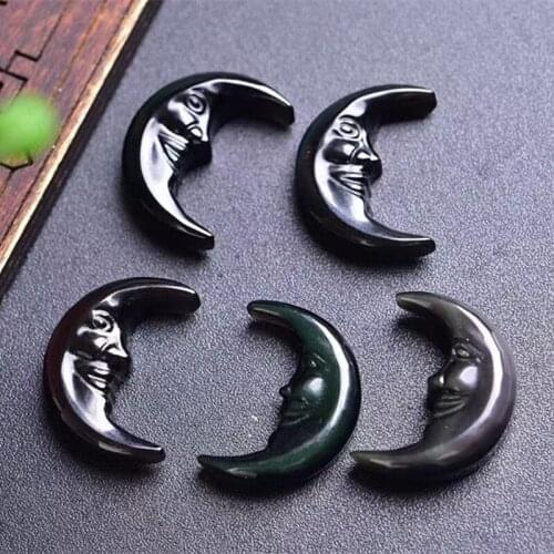 1pc Natural obsidian Moon Shaped Crystal Gemstone Healing Chakra Polished Natural Quartz Crystals
