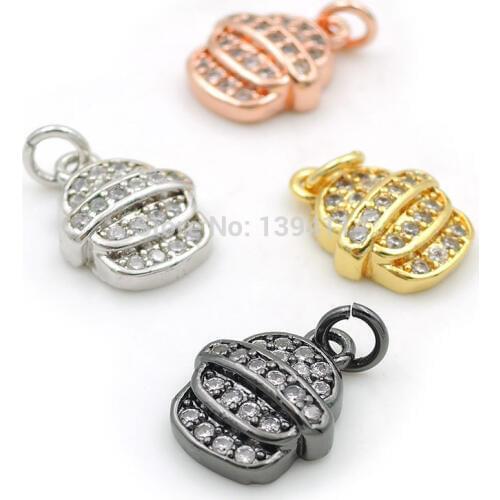 11*9*3mm Micro Pave Clear CZ Binding Charms Fit For Men And Women Making Earrings Or Necklaces Jewelry