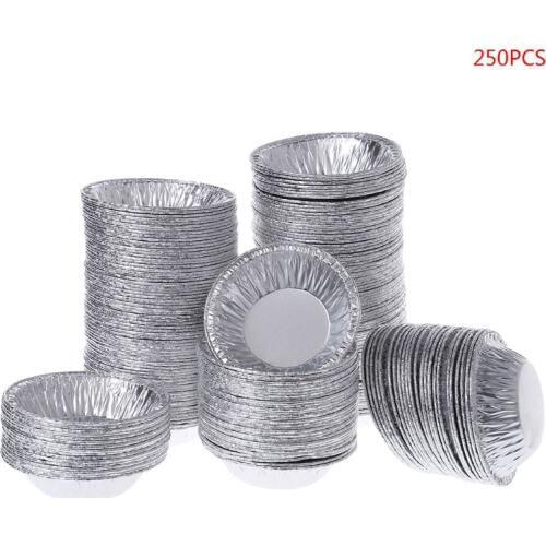 250Pcs/Pack Disposable Aluminum Foil Baking Egg Tart Pan Cupcake Case Plate Mold Tin