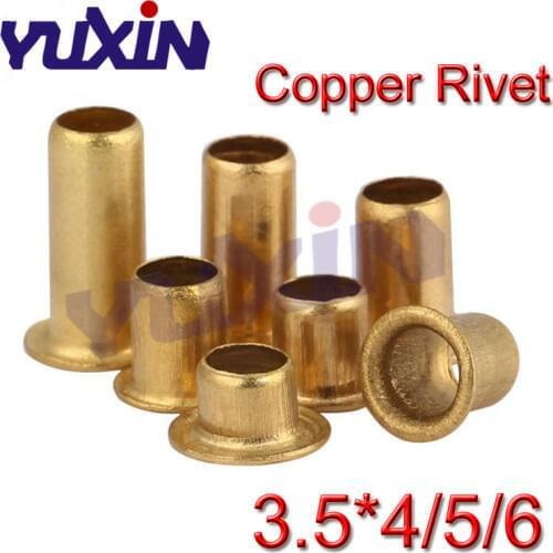 500Pcs M3.5*4/5/6mm Hollow Copper Rivet Bronze Rivets Cross Hole Brass Rivets Single Tube DIY Accessories