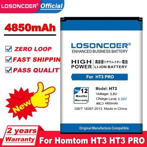 LOSONCOER 4850mAh High Quality For Homtom HT3 Battery Homtom HT3 PRO In Stock