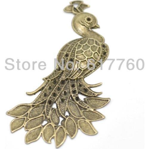 Free shipping-30Pcs Antique Bronze Peacock Wraps Connectors Jewelry Findings Connectors 7x4.2cm J0020