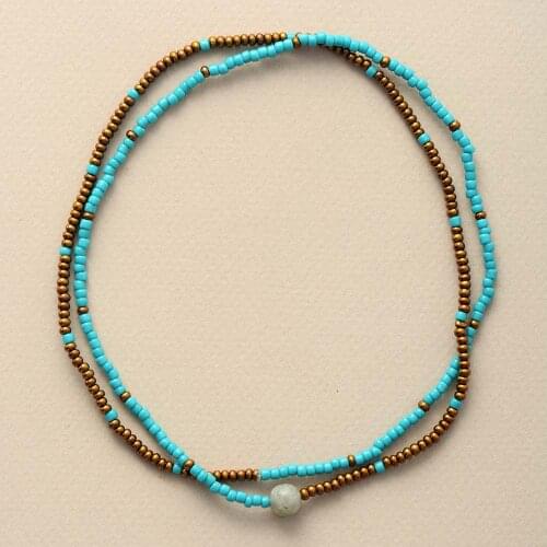 Bohemia Simple Seed Beads Necklace Fashion Women Beaded Collar Necklace Elastic Strand Bracelets Designer Jewelry Bijoux