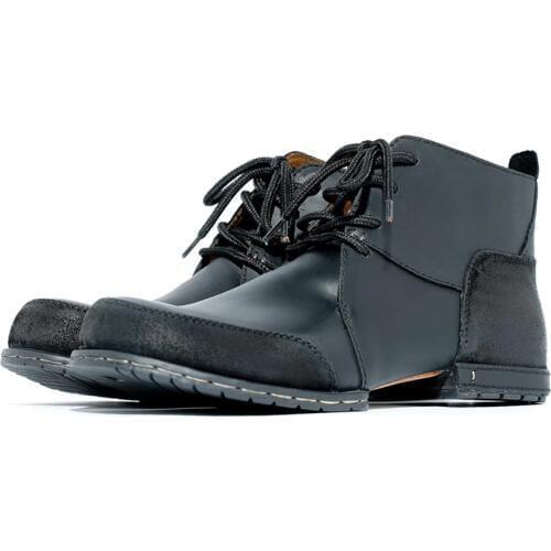 OTTO ZONE Fashion Shoes Boots Genuine Cow Leather Ankle Boots Autumn/Winter Cotton-Padded Leather Shoes Rivet Shoes Winter Boot