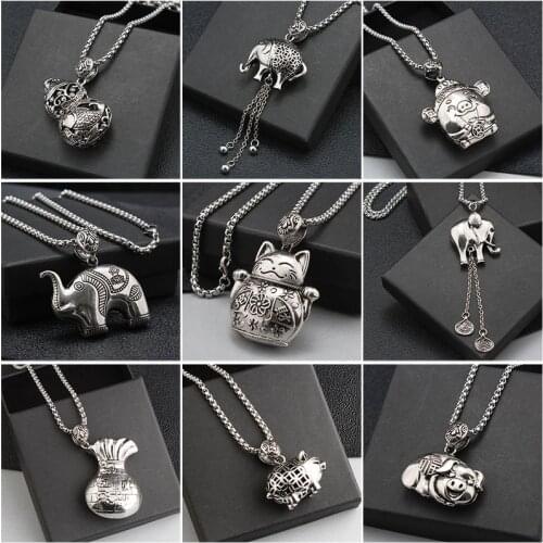 Retro Men And Women Fashion Titanium Steel Sweater Chain Long Animal Pendant Ethnic Necklace Vintage Accessories