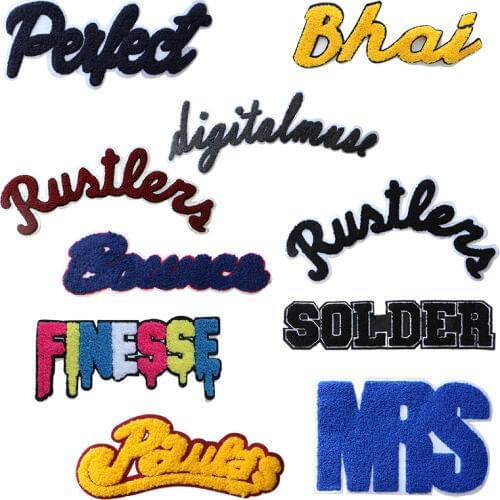 Rock Stripe Letter Decorative icon Towel Embroidered Applique Patches For DIY Iron on Badges Stickers on backpack,the clothes