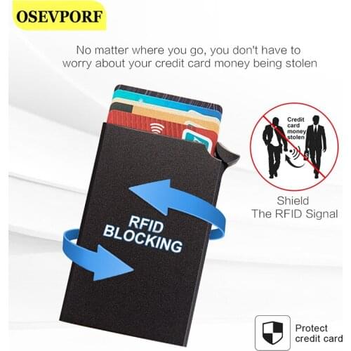 Smart Card Holder Business Men Black ID Credit Card Bag Rfid Anti-theft Wallet Automatically Pop Up Pouch Women Thin Cardholder
