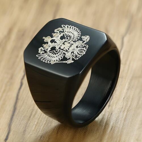 Exclusive Eagle Ring with a Coat of Arms of The Russian Mens Rings US Size 7 to 12