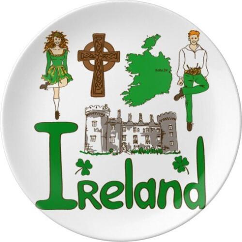 Ireland National symbol Landmark Pattern Dessert Plate Decorative Porcelain 8 inch Dinner Home