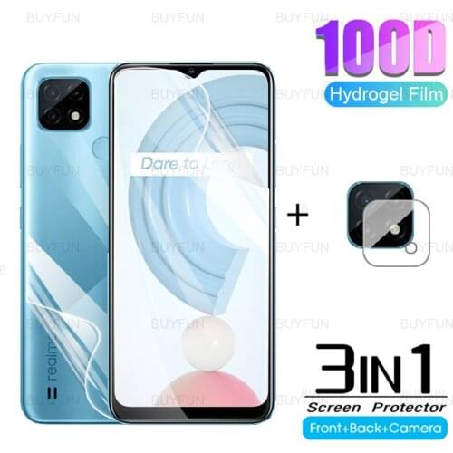 3in1 Hydrogel Film For OPPO Realme C21 C25 C25s Camera Protector For realmi realmy 8 7 pro 5G Screen Protector soft protect film