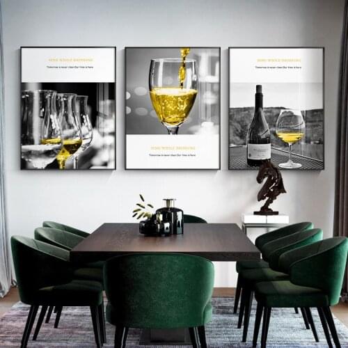 Food Drink Wine Canvas Kitchen Poster Nordic Wall Art Print Abstract Painting Modern Decorative Picture Dining Room Decoration
