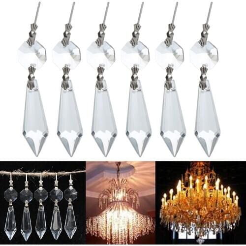 Camal 5PCS 38mm Drops Pendants Bowtie Pins Crystal Lamp Chandelier Prisms Parts Hanging Home Decor Lighting Accessories Party