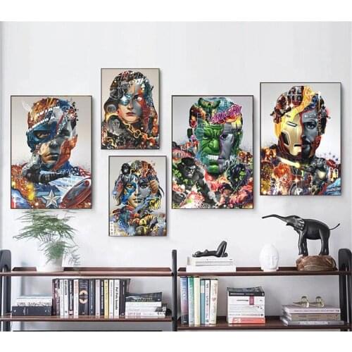 Classical Film Posters and Prints Superheros Canvas Picture On The Wall Loft Frameless Greffiti Wall Art Paintings for Interior