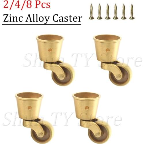 1/2/4/8 Pcs Zinc Alloy Swivel Caster Wheels Round Cup Silent Wheel Heavy Duty Furniture Leg caster Wheels For Sofa Chair Cabinet