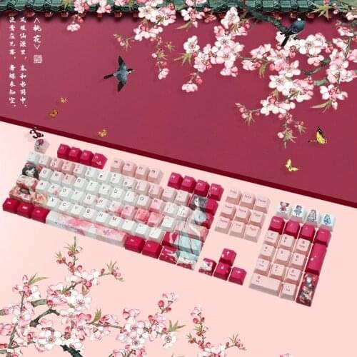 Anime Keycap PBT Sublimation Keycaps 108 Key Chinese Style Teclado Cap Stylish Pikachu Font Opaque Mechanical Keyboard Keycaps