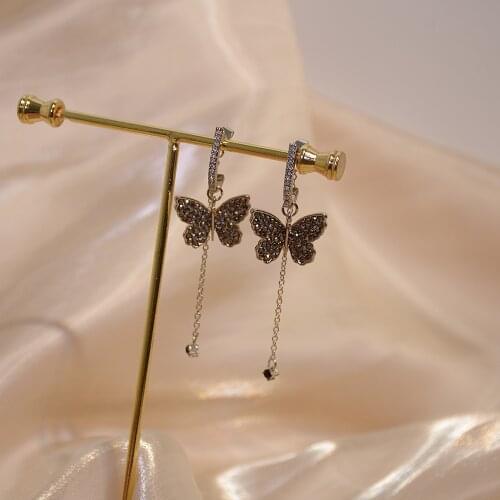 Korea Fashion Jewelry 925 Silver Needle A Two-wear Butterfly Exquisite Earrings for Woman Holiday Party Daily Elegant Earring