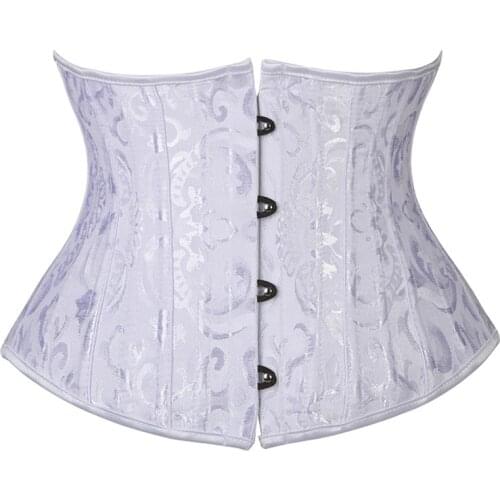 Sexy Gothic Busiter Underbust Corset Steel Boned Waist Trainer Short Torso Women Slimming Sheath Girdle Waist Cincher Lace Up