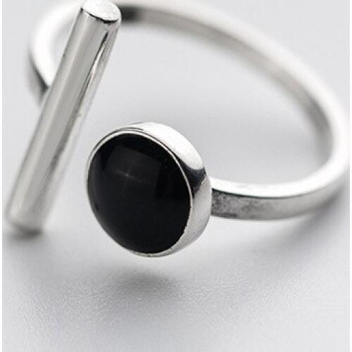 MloveAcc 100% 925 Sterling Silver Cool Black Round Open Rings For Women Man Adjustable Ring Christmas Fine Jewelry brincos
