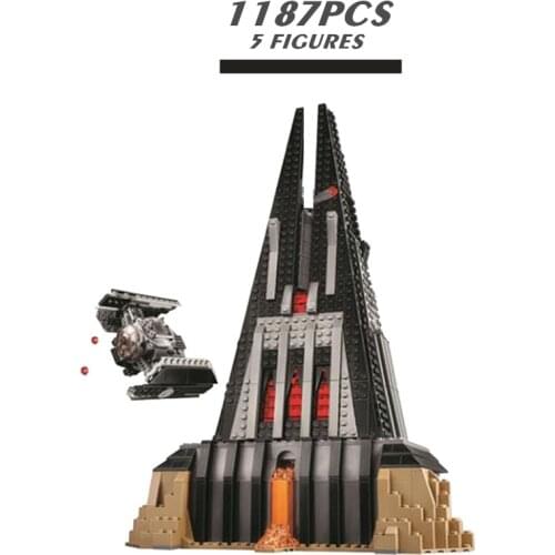 New 1187PCS 5 Dolls Darth Vader Castle Star Space Vader Wars Figures TIE Fighter Building Block Bricks Toy Gift Kid