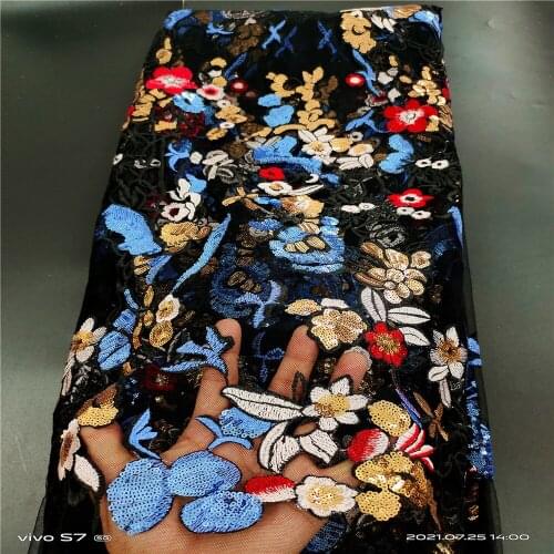 New arrival fashion African Sequins Lace Fabric High Quality Ghana Handmade Mesh Lace Fabric French Tulle For Nigerian YYN134