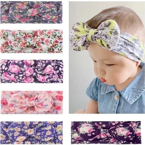 New Fashion Childrens Fashion Printing Bow Headband Baby Soft Skin-Friendly Headwear Headscarf For0-2 Year