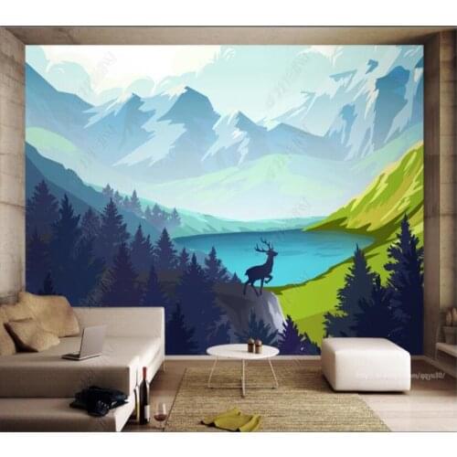 Custom papel parede Snow mountain lake forest landscape modern for living room bedroom sofa background wall decoration wallpaper