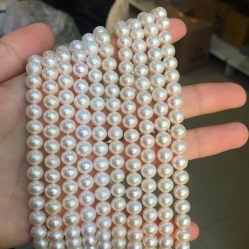 Freshwater Pearl Necklaces Round Shape with Size 7-7.5mm Perfect Luster for Pearl Jewelry