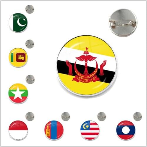 Pakistan,Brunei,Sri Lanka,Myanmar,Indonesia,Mongolia 20/25mm Glass Cabochon Brooches Collar Pins Jewelry For Wome Men Gift