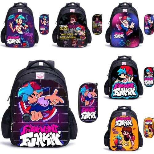 Friday Night Funkin Childrens School Backpacks for Girls& Boys Kids Cartoon Game School Bags 16inch Backpack For Kids