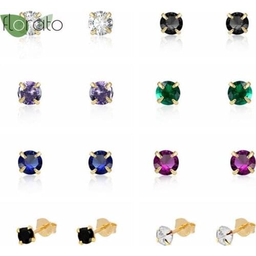 Fashion Women Mini Piercing Earrings Jewelry 925 Silver Ear Needle Colorful Diamond Joyero Stud Earrings Girls Birthday Gifts