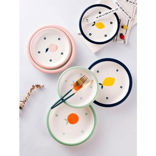 Nordic Tablewares Ins Popular Cute Ceramic Plate Baby Snack Dish Candy Tray Breakfast Bread Serving Tray Assiette