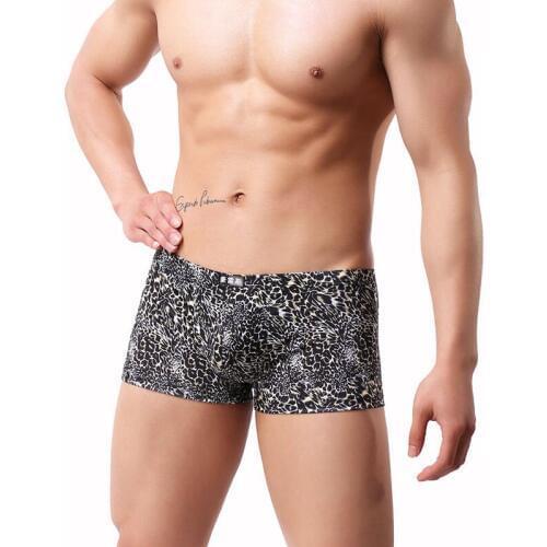 Breathable Men Underwear Leopard U Bulge Boxer Shorts Sexy Men Basic Boxers Soft Underpants Low Waist Underwear Males Cueca New