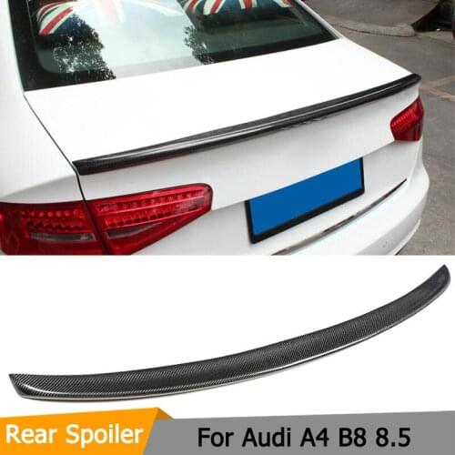 Carbon Fiber Rear Trunk Spoiler Boot Wing Lip For Audi A4 B8 8.5 2013 - 2016