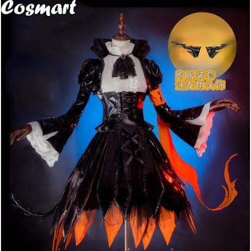 Arknights Villain Talulah Uniform Dress Cosplay Costume Gothic Black PU Dress With Horn Halloween Suit For Women Men Outfit New