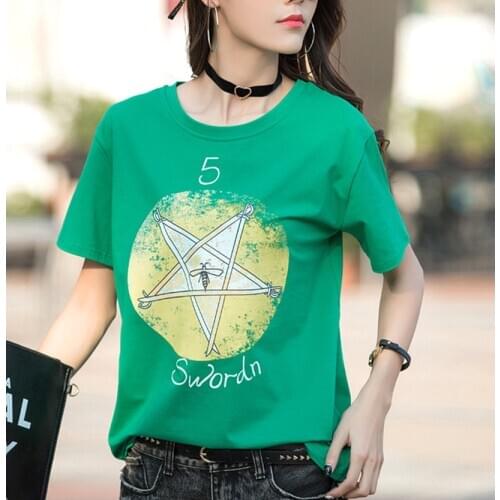 Grace&Taste Fashion Female Short-Sleeved Students Loose Summer Tees New Cho Haraju Clothing Top Half-Sleeved Korean T-Shirt