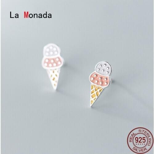 La Monada Stud Earrings For Women Silver 925 Minimalist Ice Cream Fine Women Earrings Jewelry Stud Earrings 925 Sterling Silver