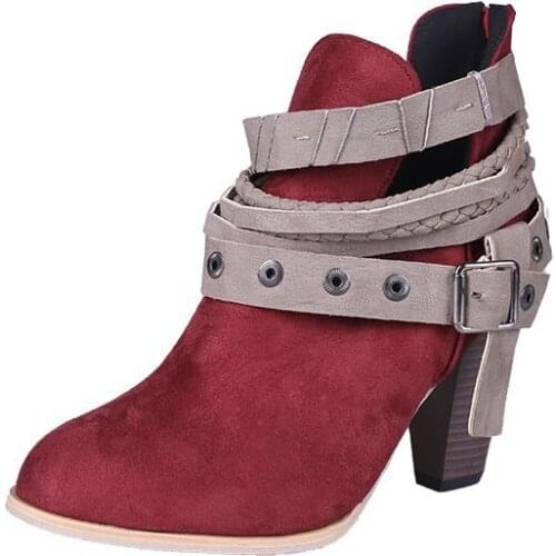 2021 Autumn Winter New Bohemian Style Pumps for Lady Pointed Toe Middle Heel Slip-on Shallow Casual Modern Boots for Party