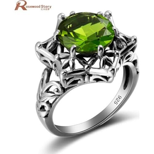 Admirable Princess Cut Created Peridot Rings for Women Vintage Fashion 925 Silver Olive Wedding Ring Fashion Excellent Jewelry