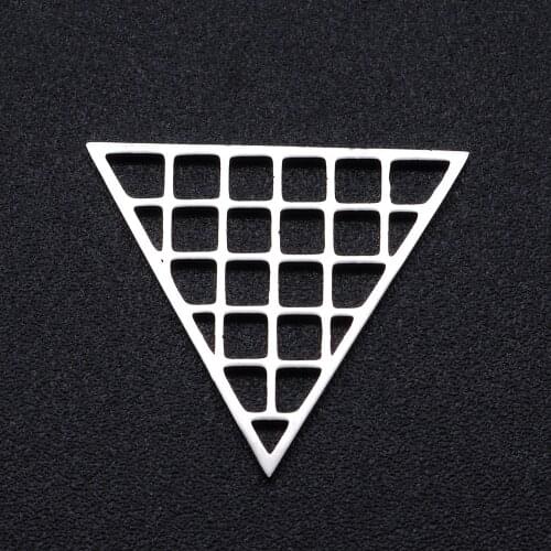 10Pcs / Lot Hollow Triangle Connector Stainless Steel Charm Pendant For Making Bracelet Necklace