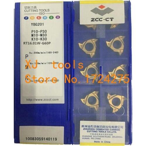 10 PCS RT16.01W-G60P YBG201/RT16.01W-G55P YBG201 External Tungsten Carbide Threading Lathe Inserts for SER Threaded Lathe Holder