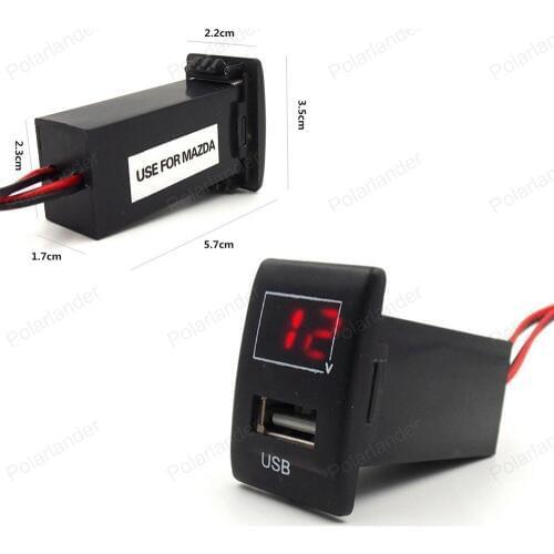 2.1 A output adapter 12v With VoltMeter Car USB Charger Suitable For M/azda