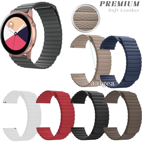 20mm 22mm Leather Loop Magnetic Band Strap For Samsung Galaxy Watch Active 2 40mm 44mm for Watch3 41mm Replacement strap