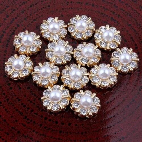 20 pcs/lot Pearl Rhinestone Flatback Buttons DIY Wedding Accessories Mobile phone shell Bow Hair Accessories